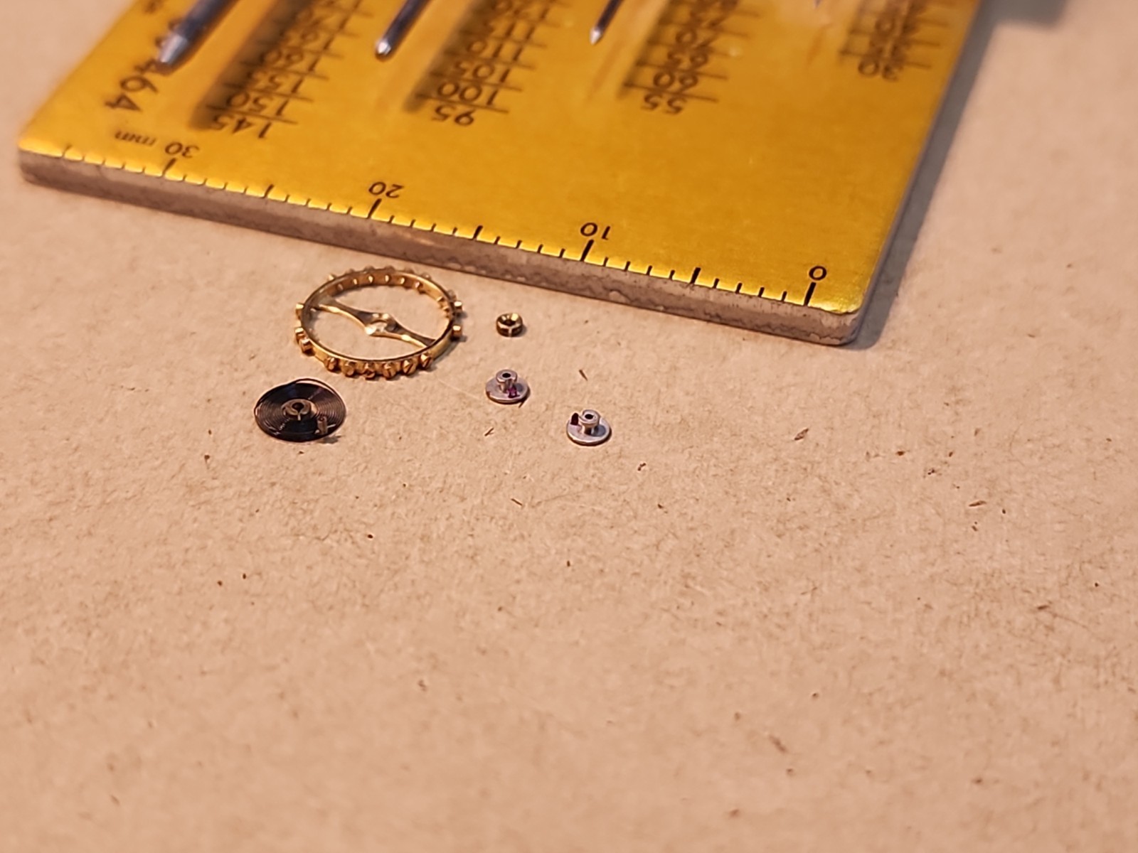 Lot Of Bulova 7AM-AD Parts-Balance Wheel, Hairspring, Jewelled Rollers