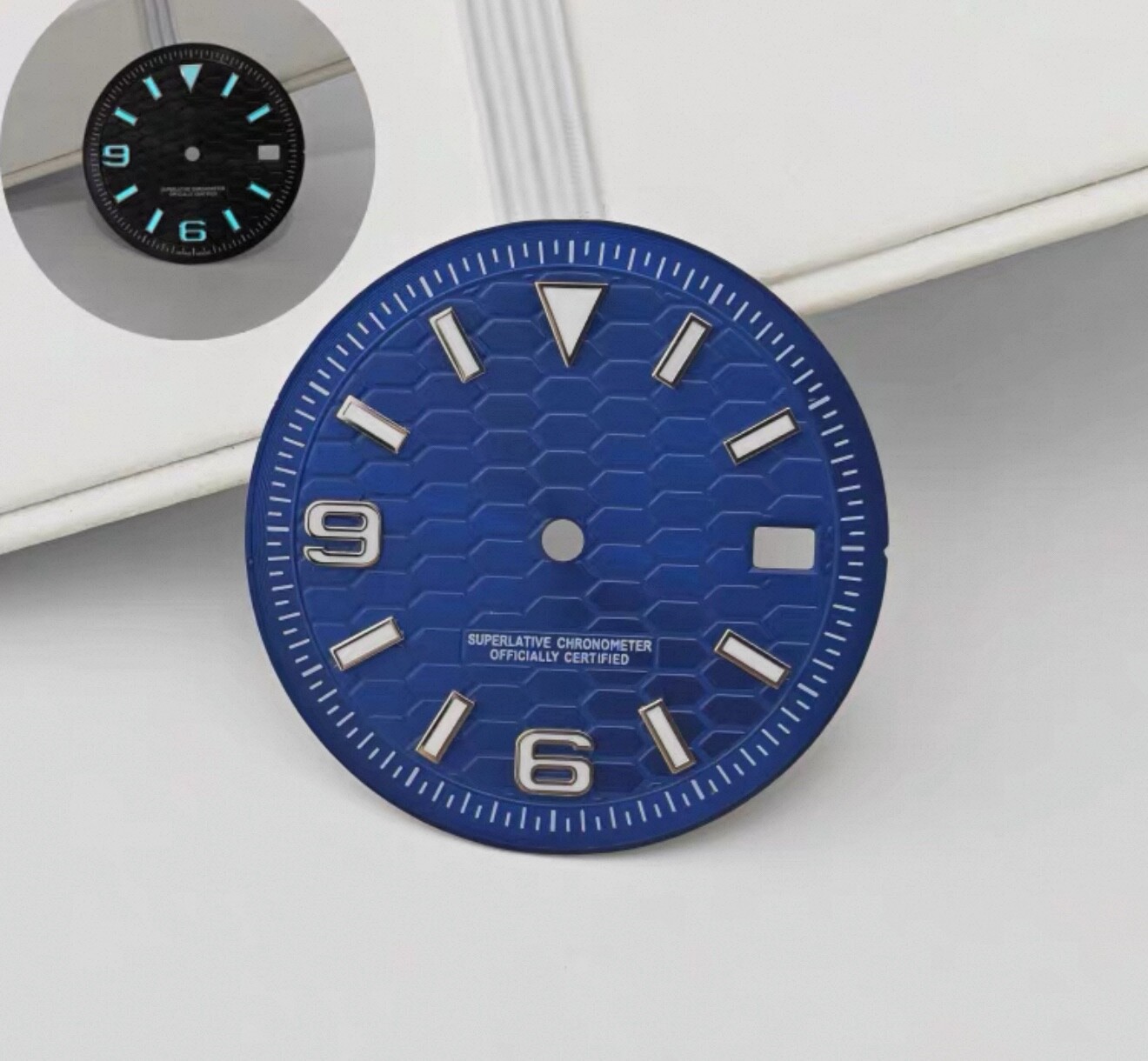 28.5mm Navy Blue Honeycomb Luminous Watch Dial for NH36A/35/Seiko SKX007 (Date)