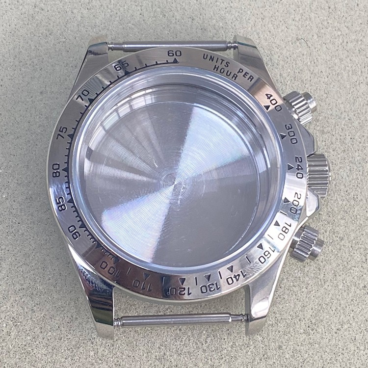 39MM Stainless Steel Watch Case Strap Replacement Part for VK63 Quartz Movement