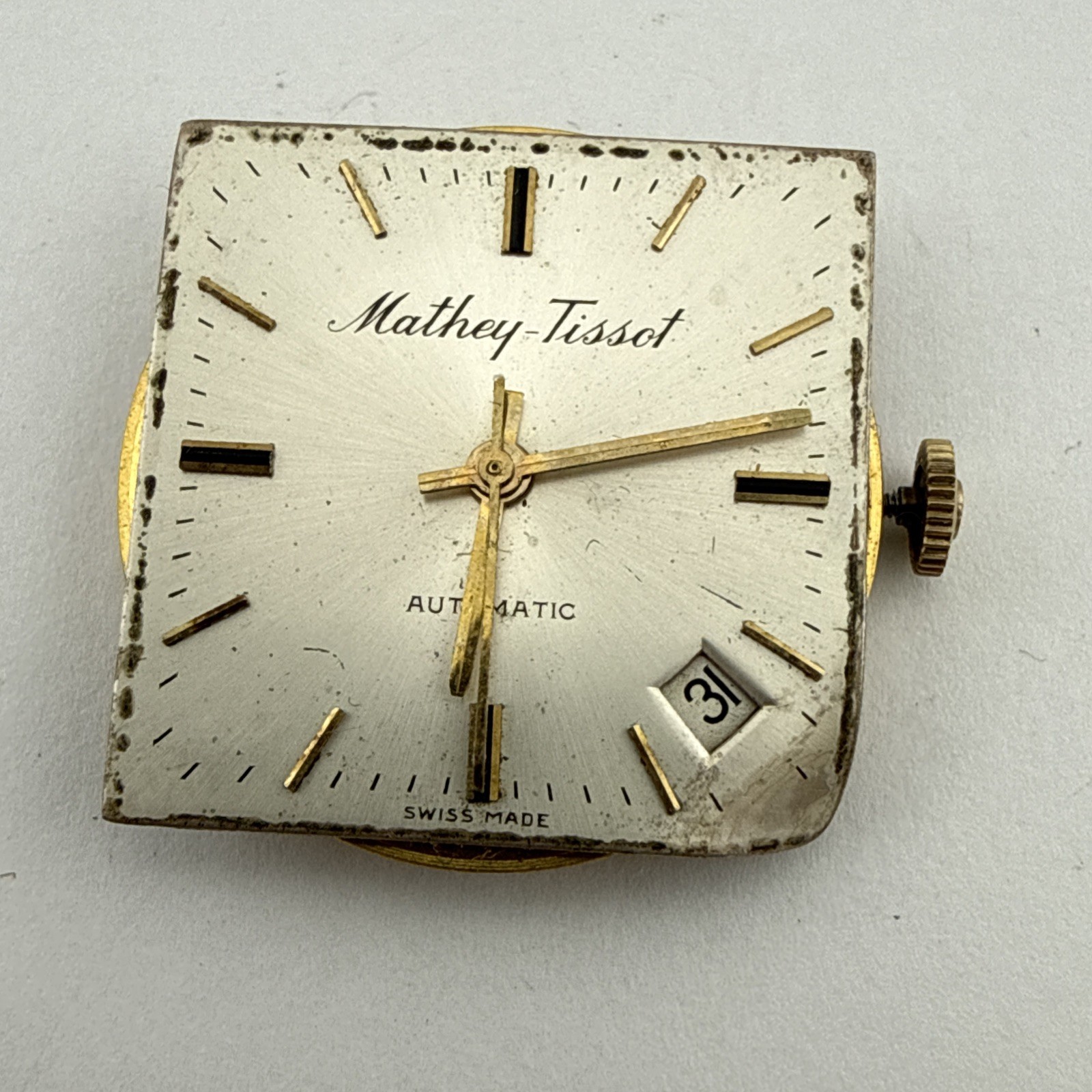 Mathey-Tissot cal. 717 Swiss automatic watch movement – date at 4:30 For Repair