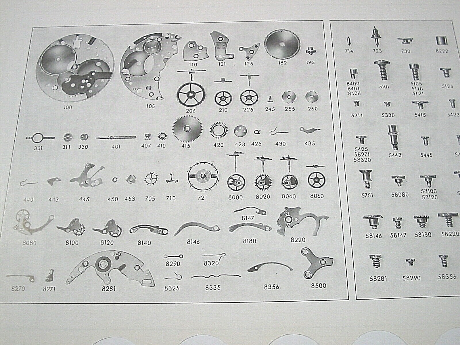 Choose any 3 different new mvt. parts from my stock of Valjoux 7730. Swiss Made.