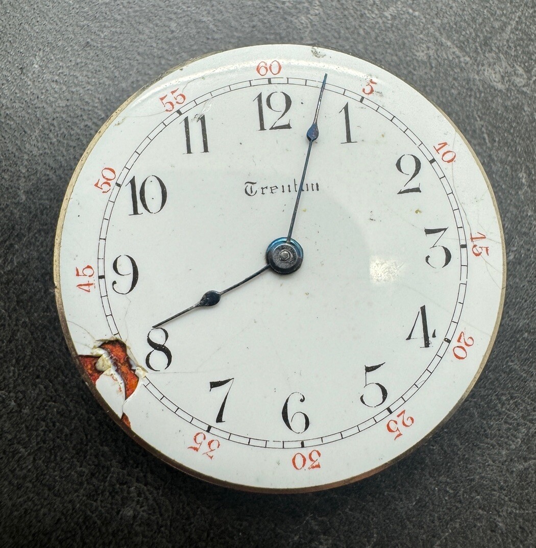 Vintage Trenton GRADE 100 0S 7J Pocket WATCH MOVEMENT-for Repair