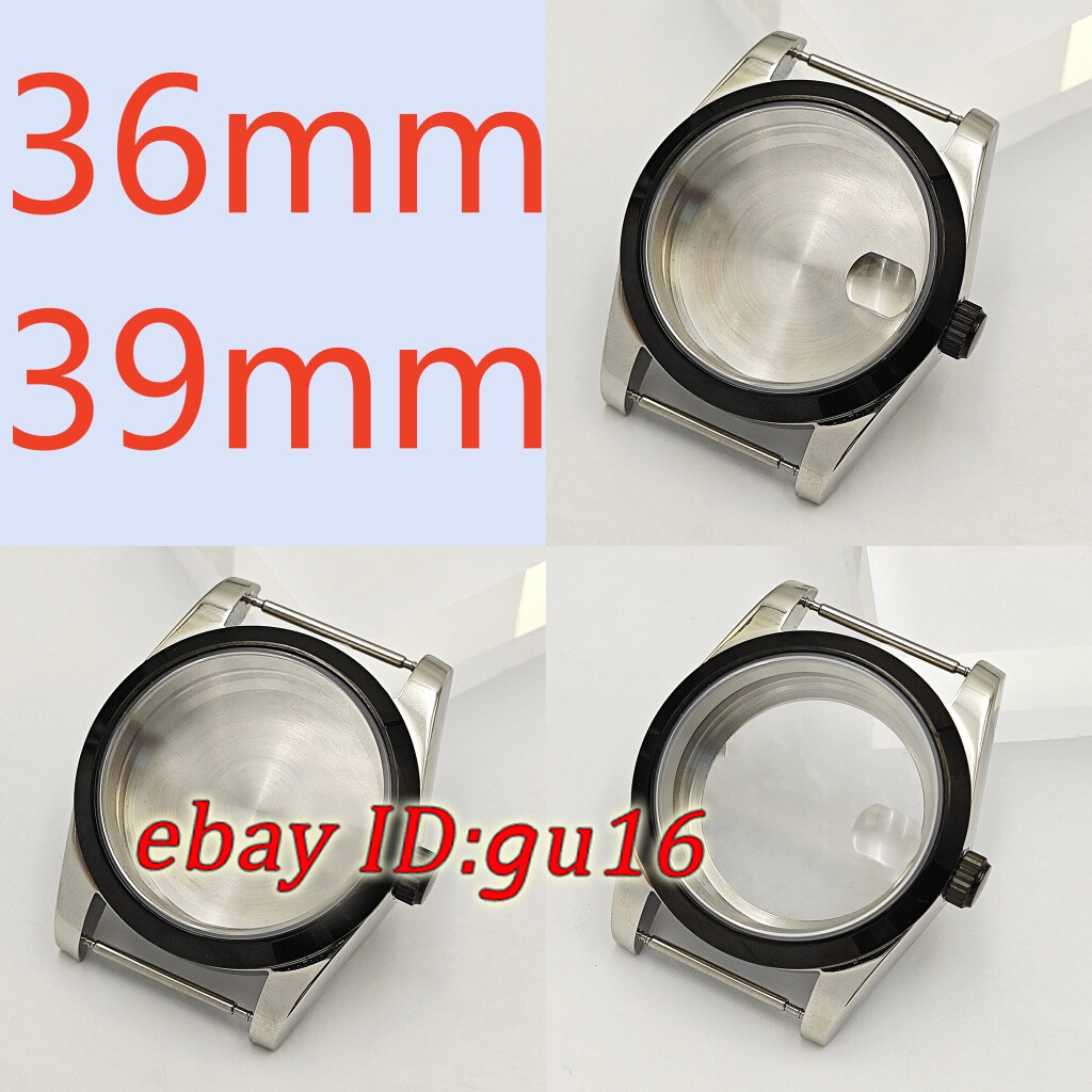 36mm 39mm watch case black silver fit NH35 NH36 Miyota 8215 ETA 2824/2836 DG2813