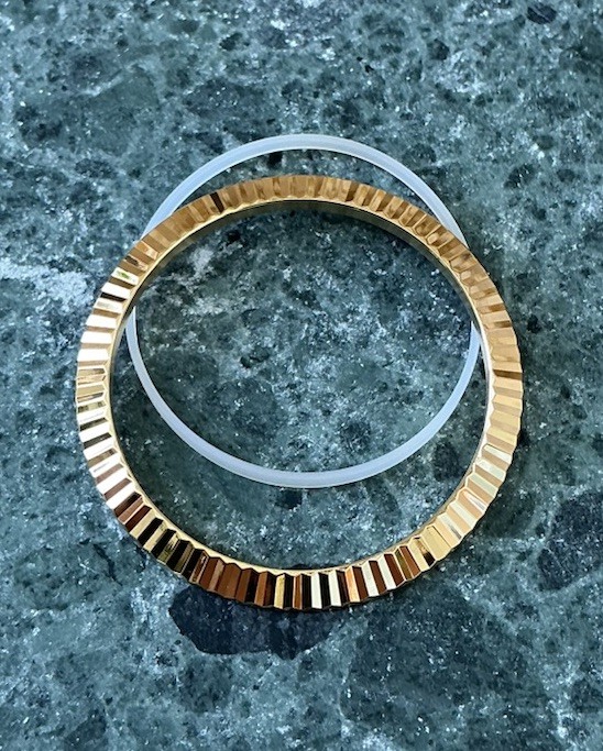 Premium Fluted Bezel w Gasket For 41mm Rolex Datejust 126300 126333 126334 Gold