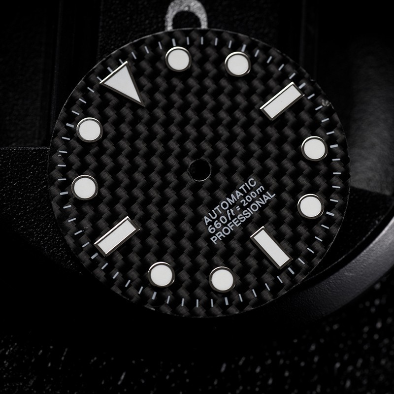 28.5mm Carbon fiber Watch Dial and Hands luminous for NH38 NH35 NH36 Movements