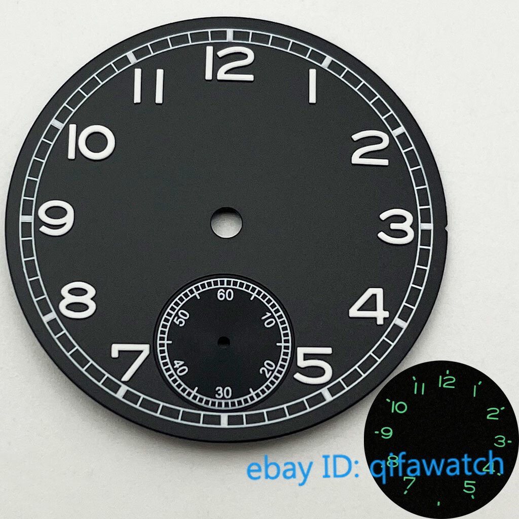 37mm sterile Black/blue/white watch Dial luminous Fit ETA 6498 st3621 movement