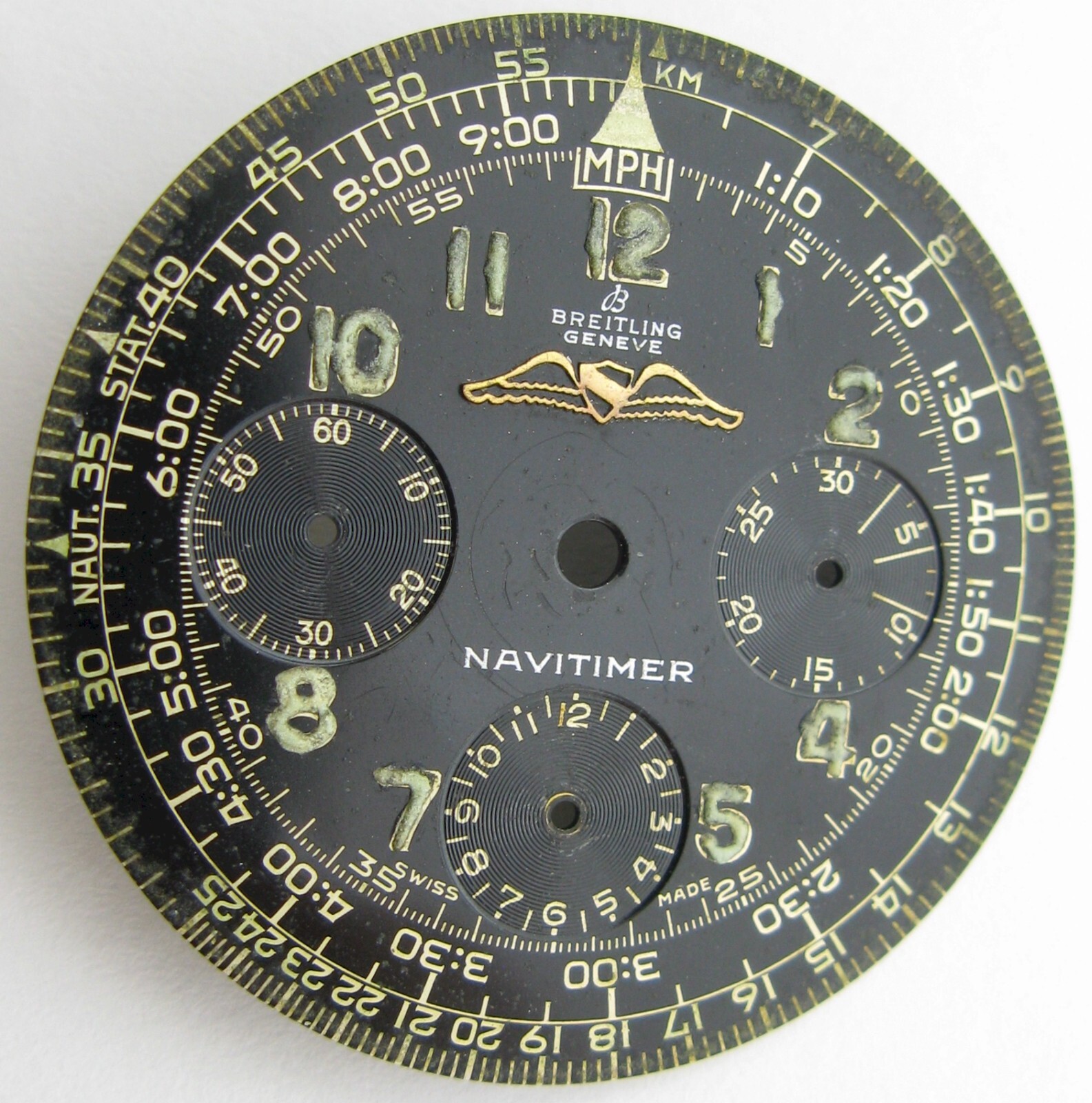 Vintage Dial Breitling Navitimer AOPA 12 Hrs. 3 counters + hands * Val. 178 *