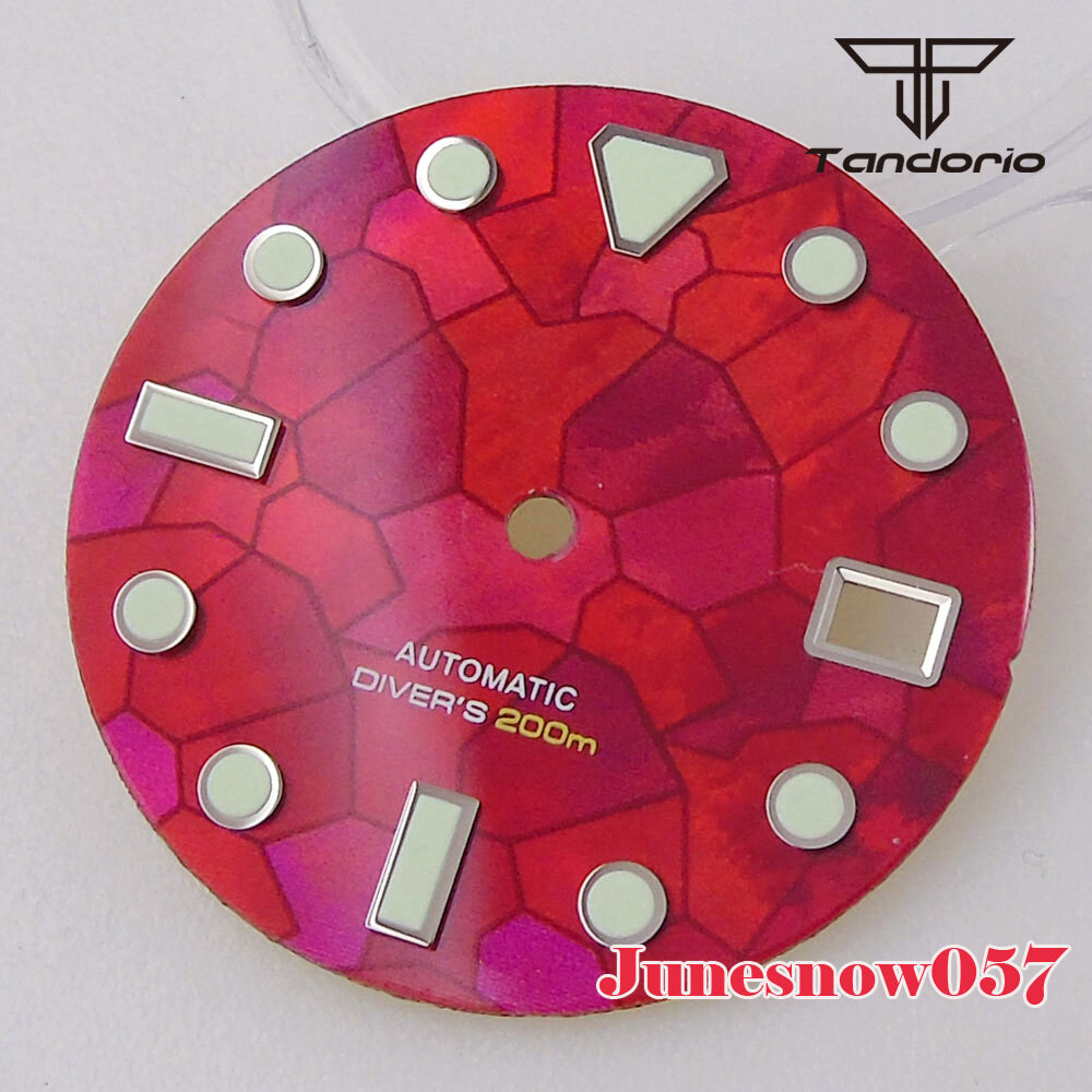 Accessories 29mm Blue/Black Red MDP Fritillaria Watch Dial Fit NH35A NH36A SKX