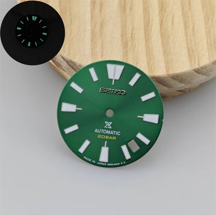 28.5mm Retro Watch Dial Green Luminous for Nh35 Nh36 Movement Watch Parts