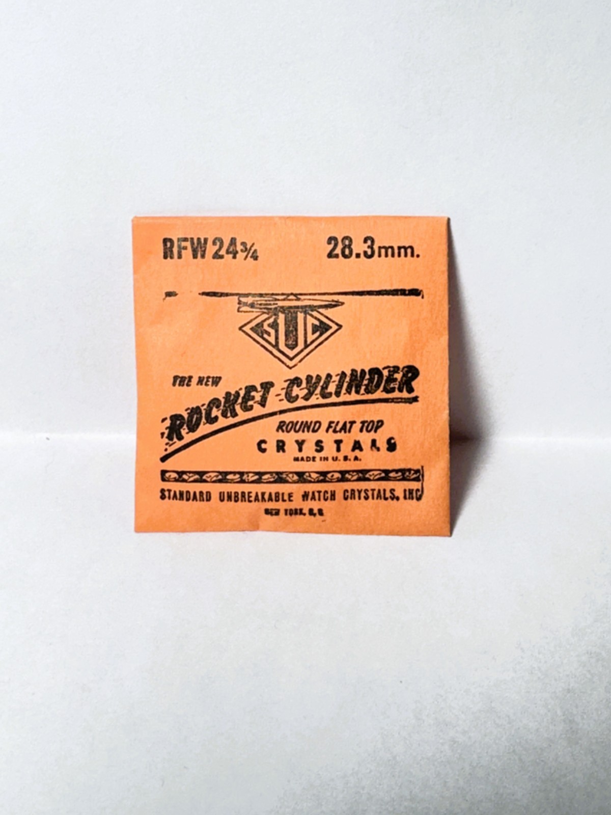 SUC Rocket Cylinder Round Flat Top Watch Crystal RFW24-3/4, 28.3mm, NOS