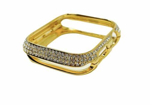 Custom 24k Gold Plated Case For Apple Watch 46 Series 10 11 Diamond Rhinestones