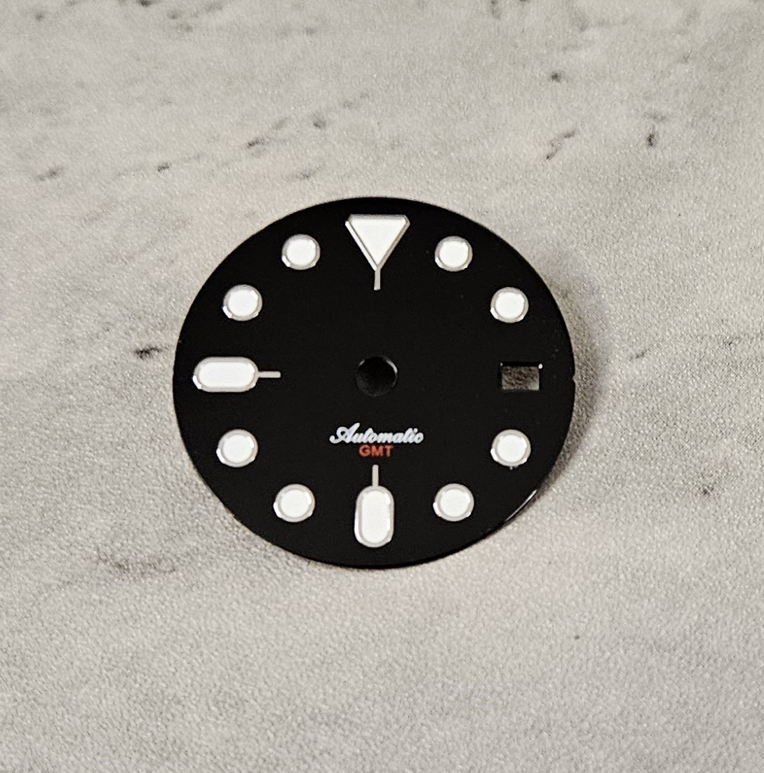 GMT Dial 29.0mm No Logo for watch moding BLACK- fits NH34 GMT Movement