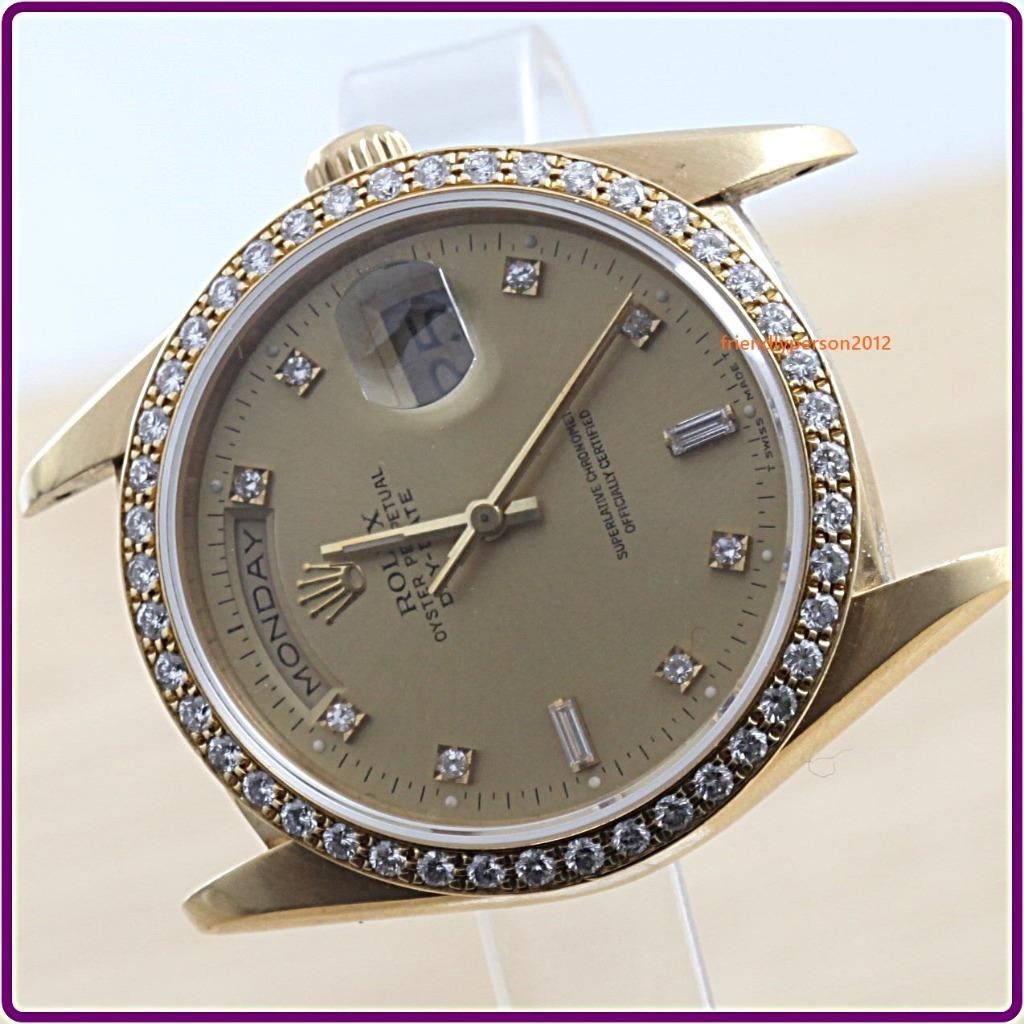 Ref 18348 ROLEX Day-Date Double Quick Set 31 Jewels Automatic Pave Diamond Bezel