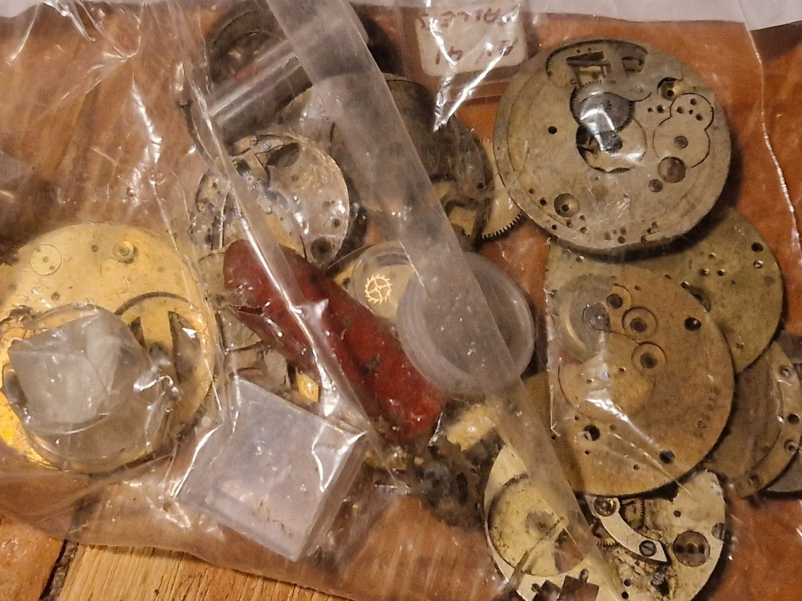 vintage watchmakers lot joblot watch parts and bits crowns plates