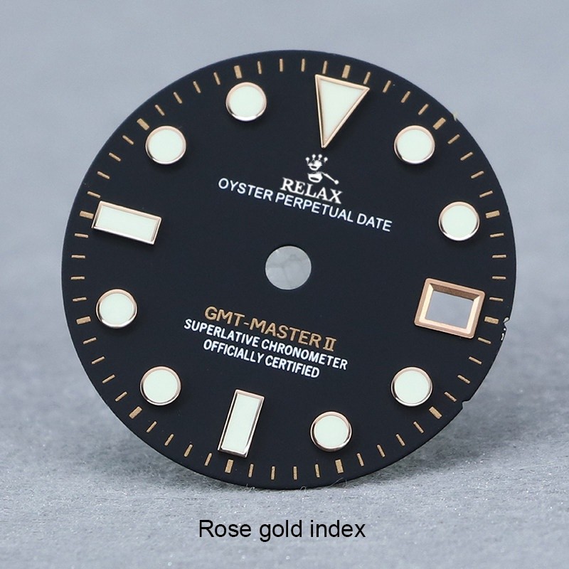 28.5mm GMT Watch Dial Blue Green Luminous For Nh34 Movement Watch Parts