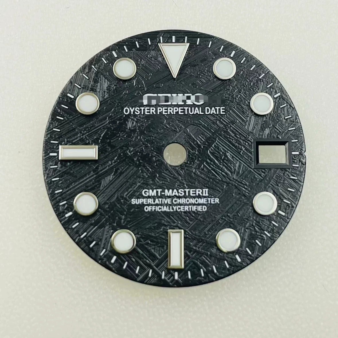 28.5mm GMT Meteorite pattern Watch Dial Blue Green Lume for Nh35 Nh36 Movement