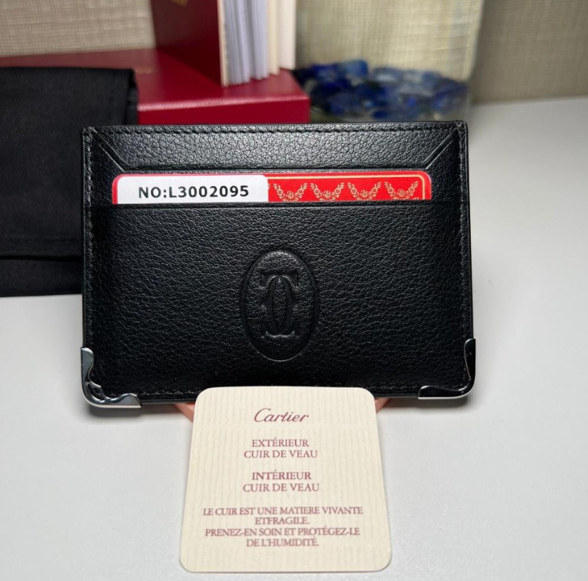 Cartier Must de Cartier Black Calfskin Card Holder Wallet NIB Authentic Luxury