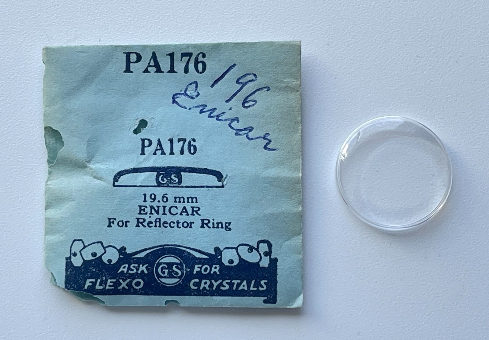 GS Pa176 Nos Enicar Watch Crystal Reflector Ring 19.6mm Vintage Parts Repair NOS