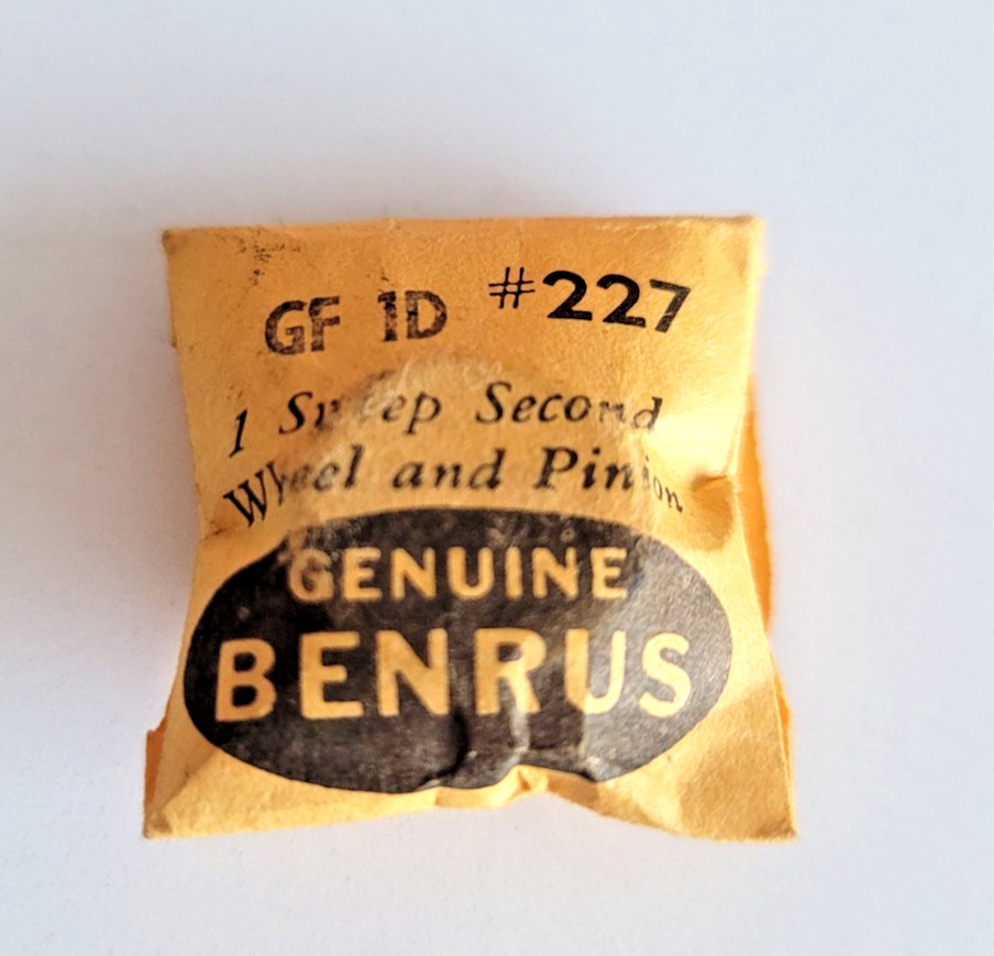 NOS Benrus Watch Cal. GF 1D Sweep Second Wheel & Pinion – Part# 227 WP2-109