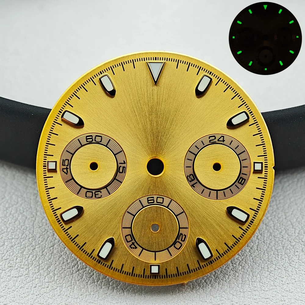 29mm Green Luminous Watch Dial +Hands for Vk63 Movement Watch Repair Parts
