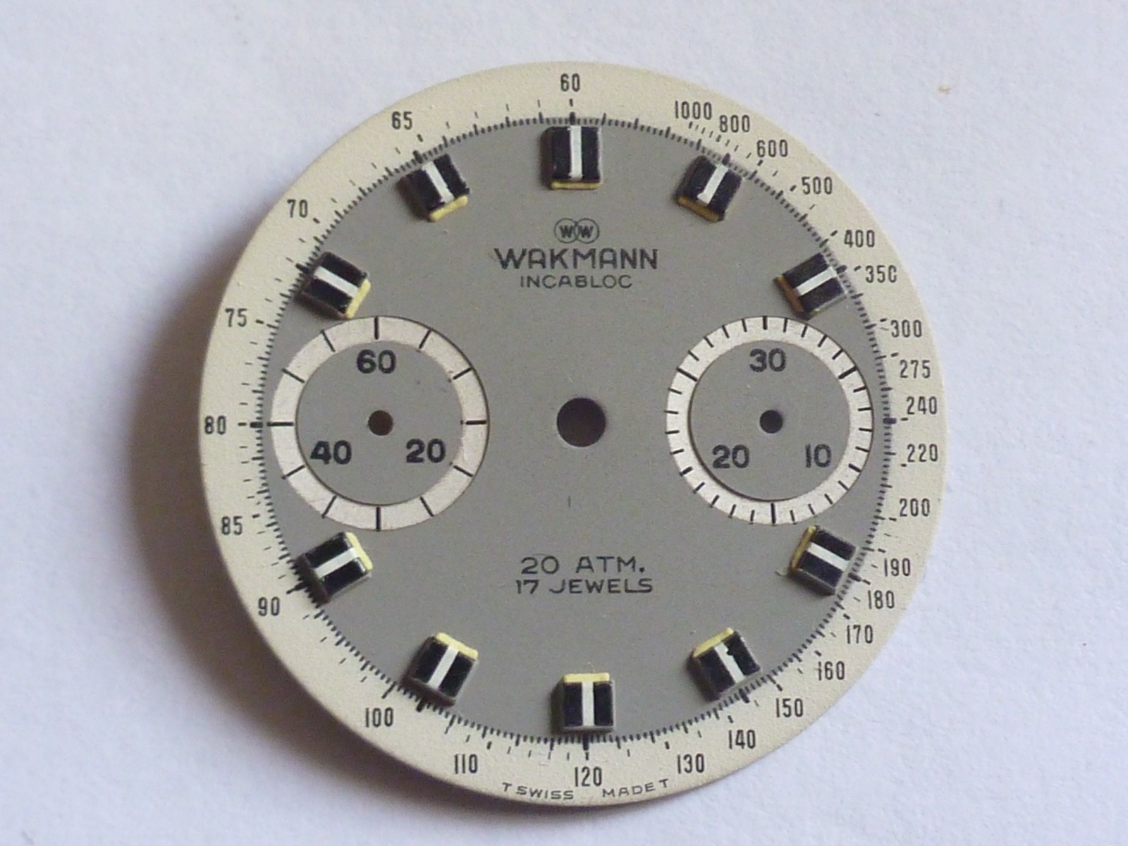 WAKMANN gray Chronograph cal.7733 Vintage dial 30,5mm perfect condition