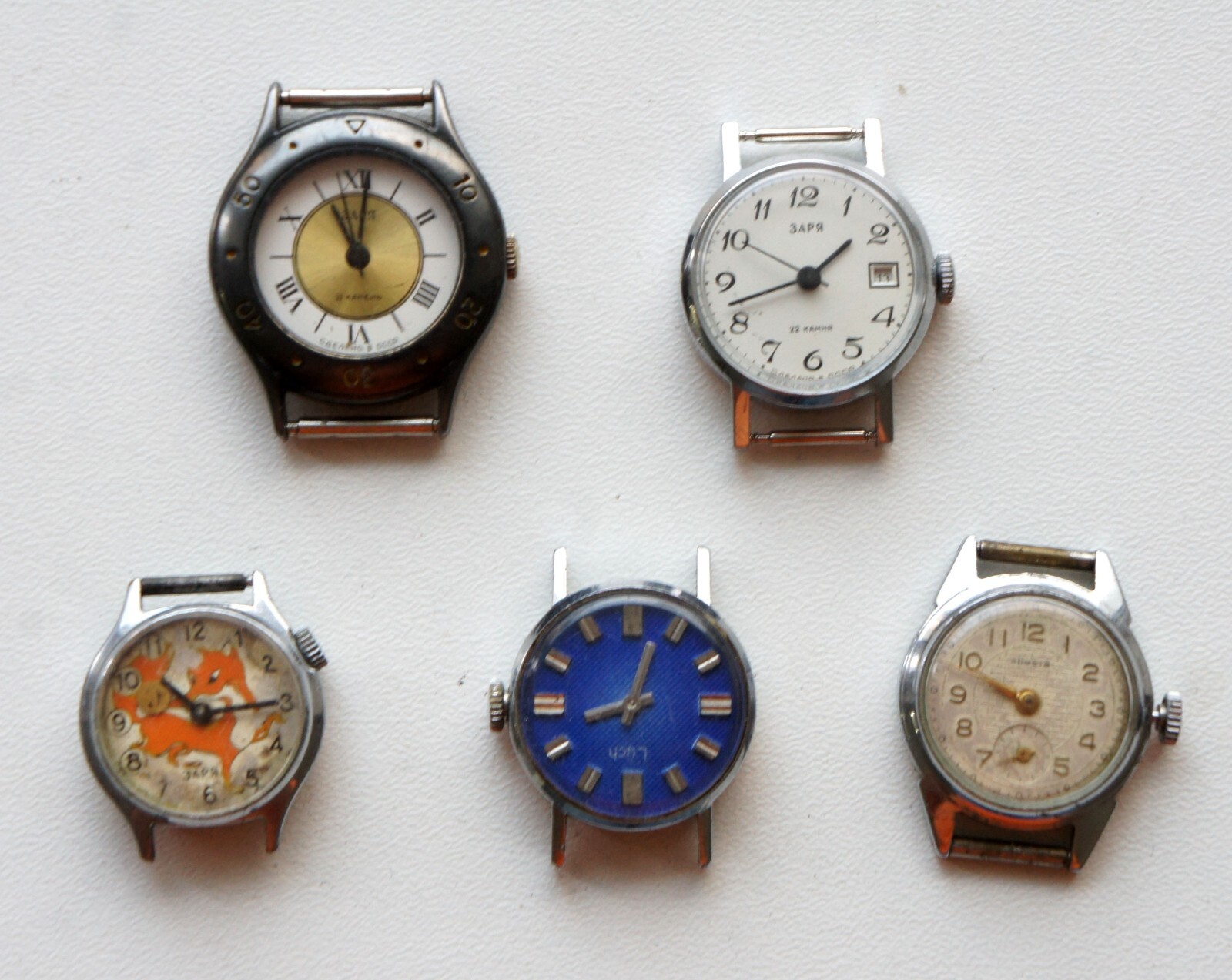 VINTAGE WOMEN LADIES WRIST WATCH LOT 10 LUCH ZARYA CHAIKA KOMETA PARTS USSR CCCR