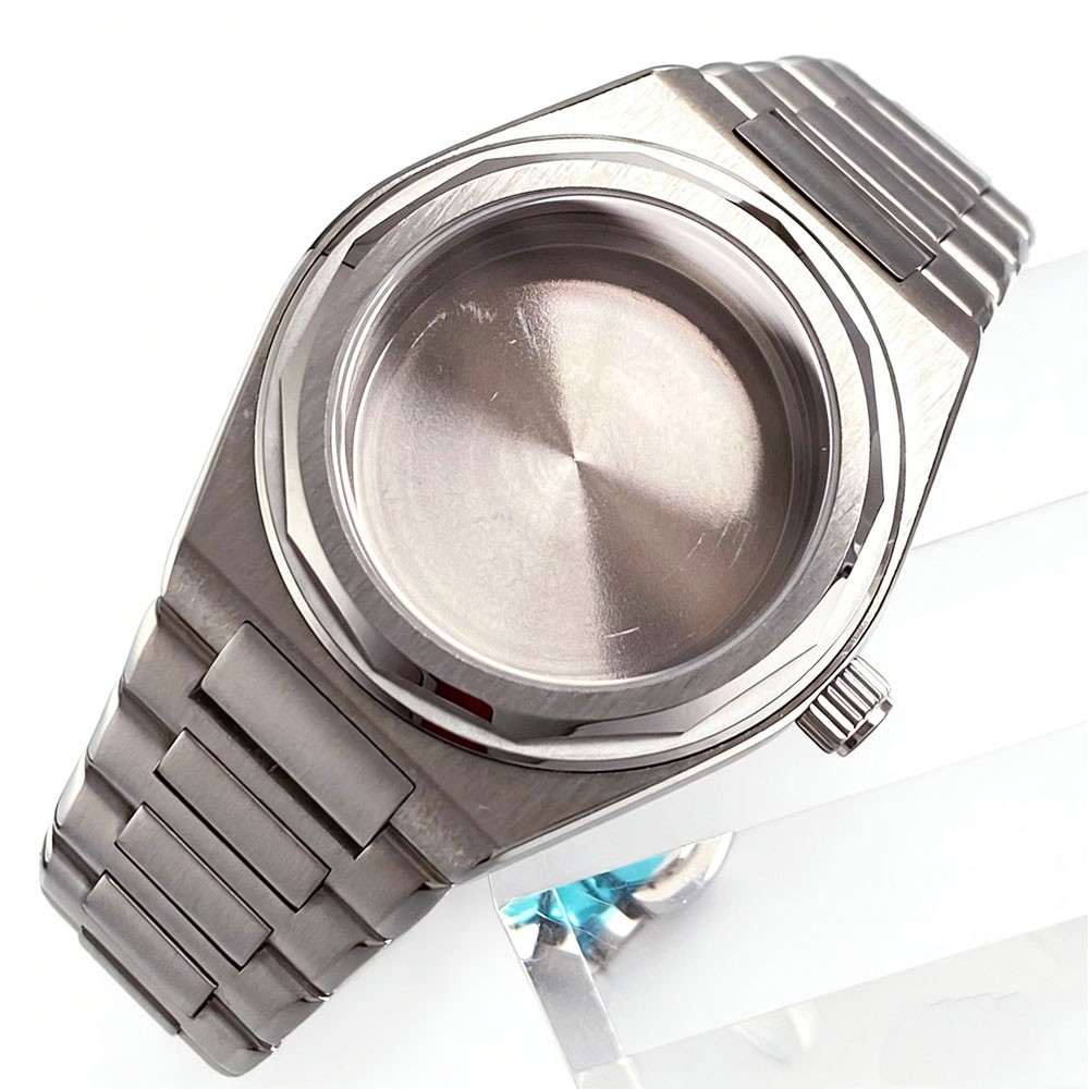 40mm Watch Case with Polygonal Bezel Sapphire Fit NH35 NH34 PT5000 For Ingenieur