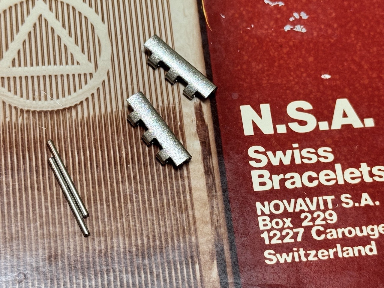 Satin steel 18mm end pieces for 7-row NSA band rare NSA bracelet 1960s NOS parts