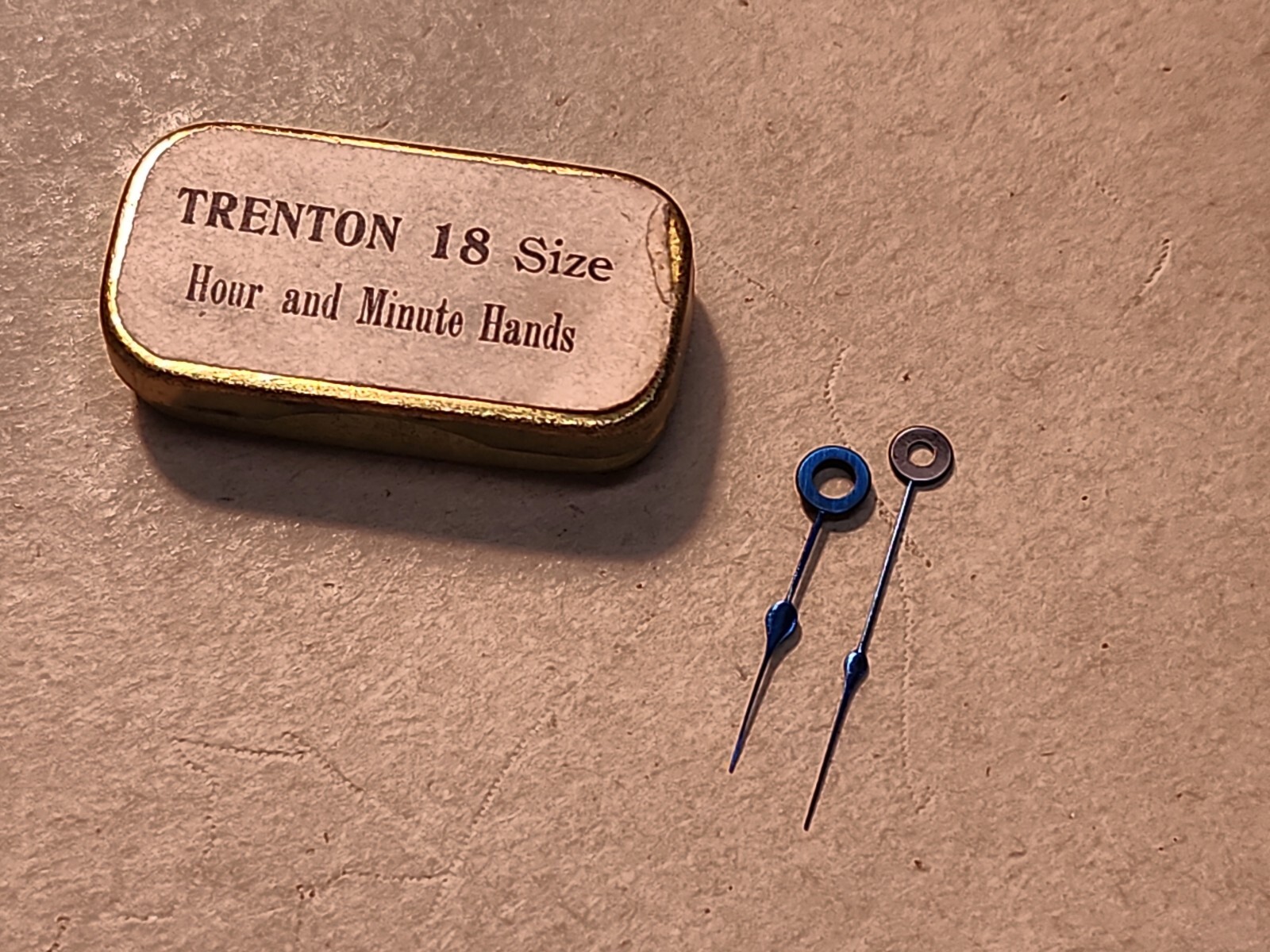 Set Of NOS Trenton 18s Blue Spade Hour/Minute Hands-235/150 Hole Sizes