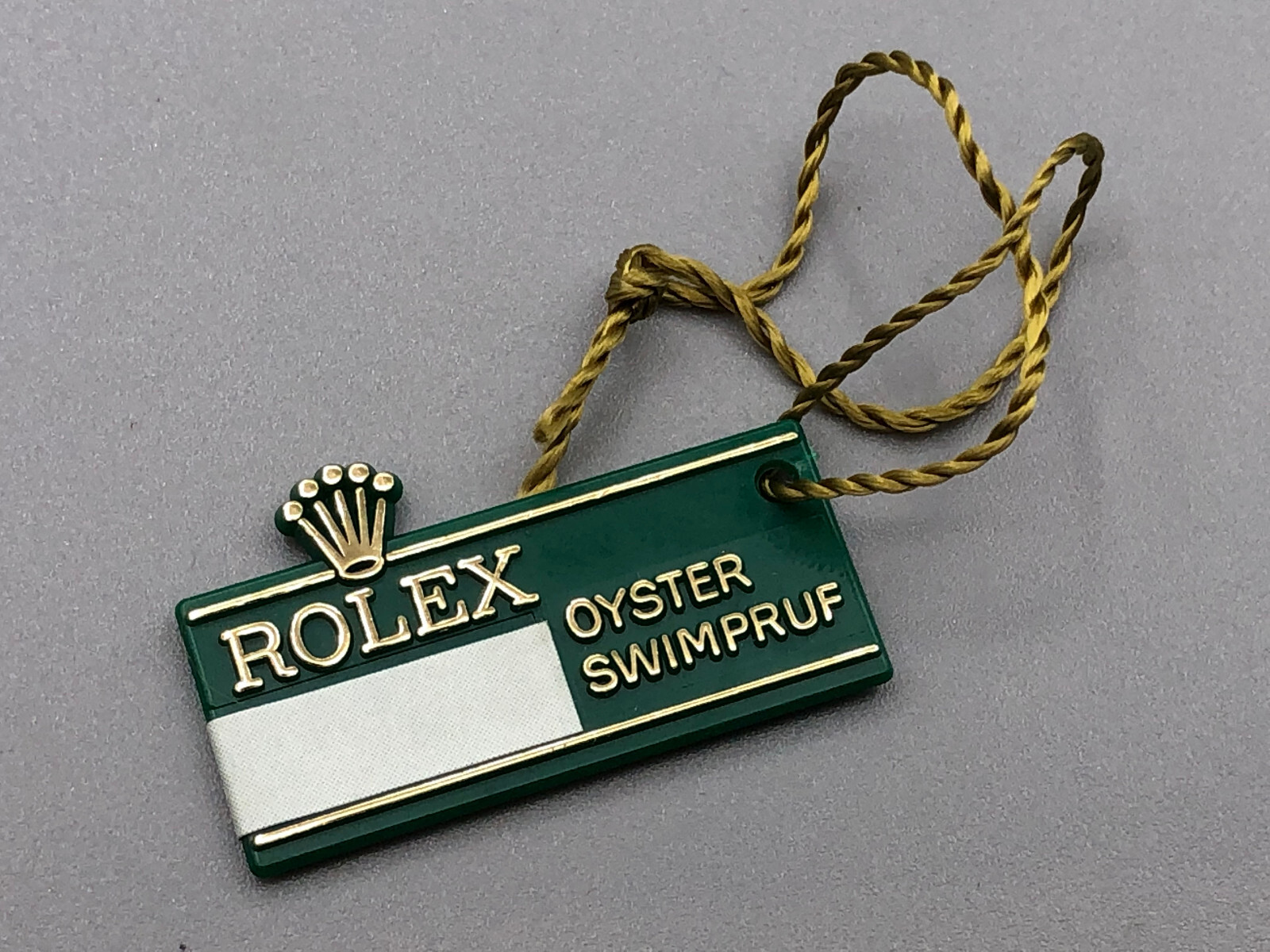 VINTAGE 70s 80s GENUINE BIG CROWN ROLEX OYSTER SWIMPRUF GREEN HANG TAG