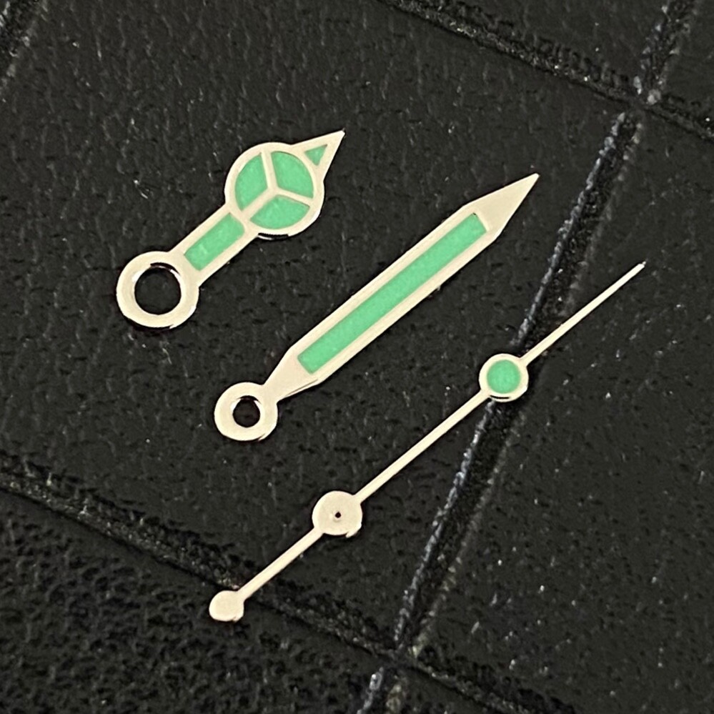 1 Set Silver Green Luminous Watch Hands For NH35 NH36 7.78x12x12.5mm