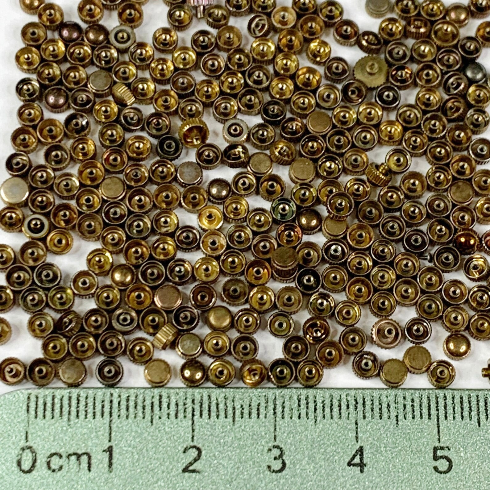 100 Tiny Watch Crowns Gold Bronze Parts Steampunk Art Watchmaker Repair Lot Vtg