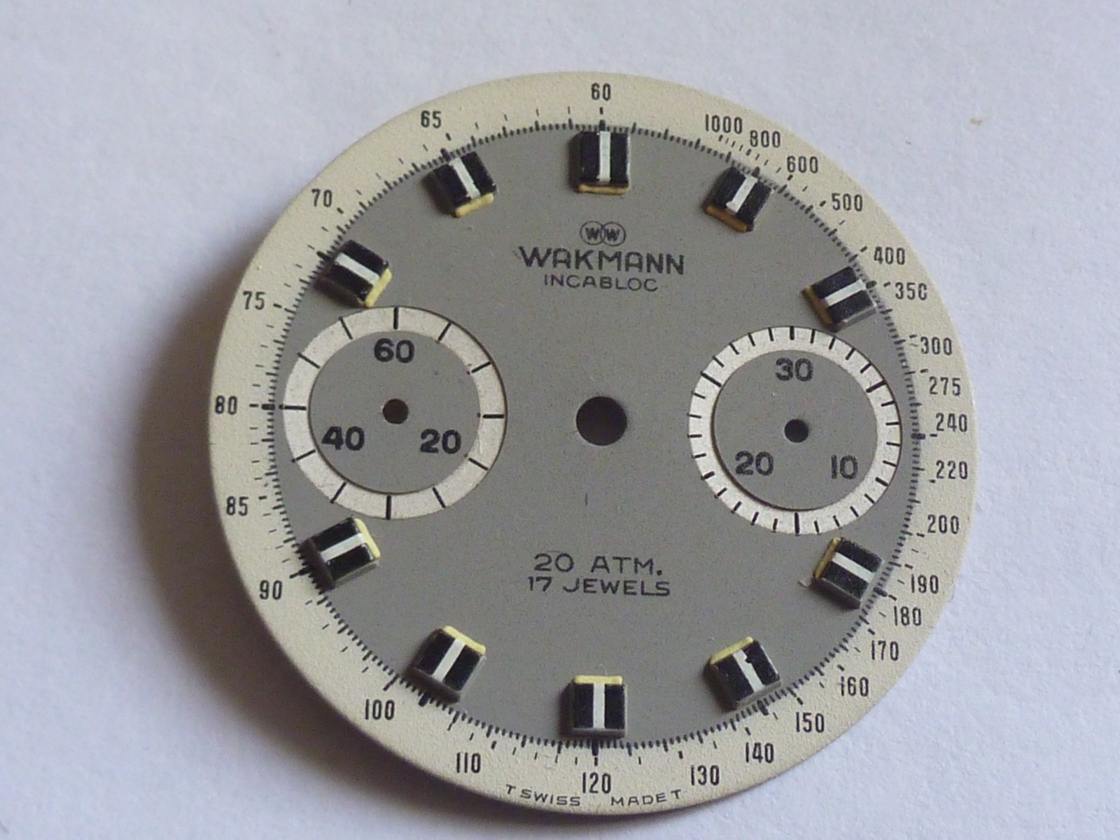 WAKMANN gray Chronograph cal.7733 Vintage dial 30,5mm perfect condition