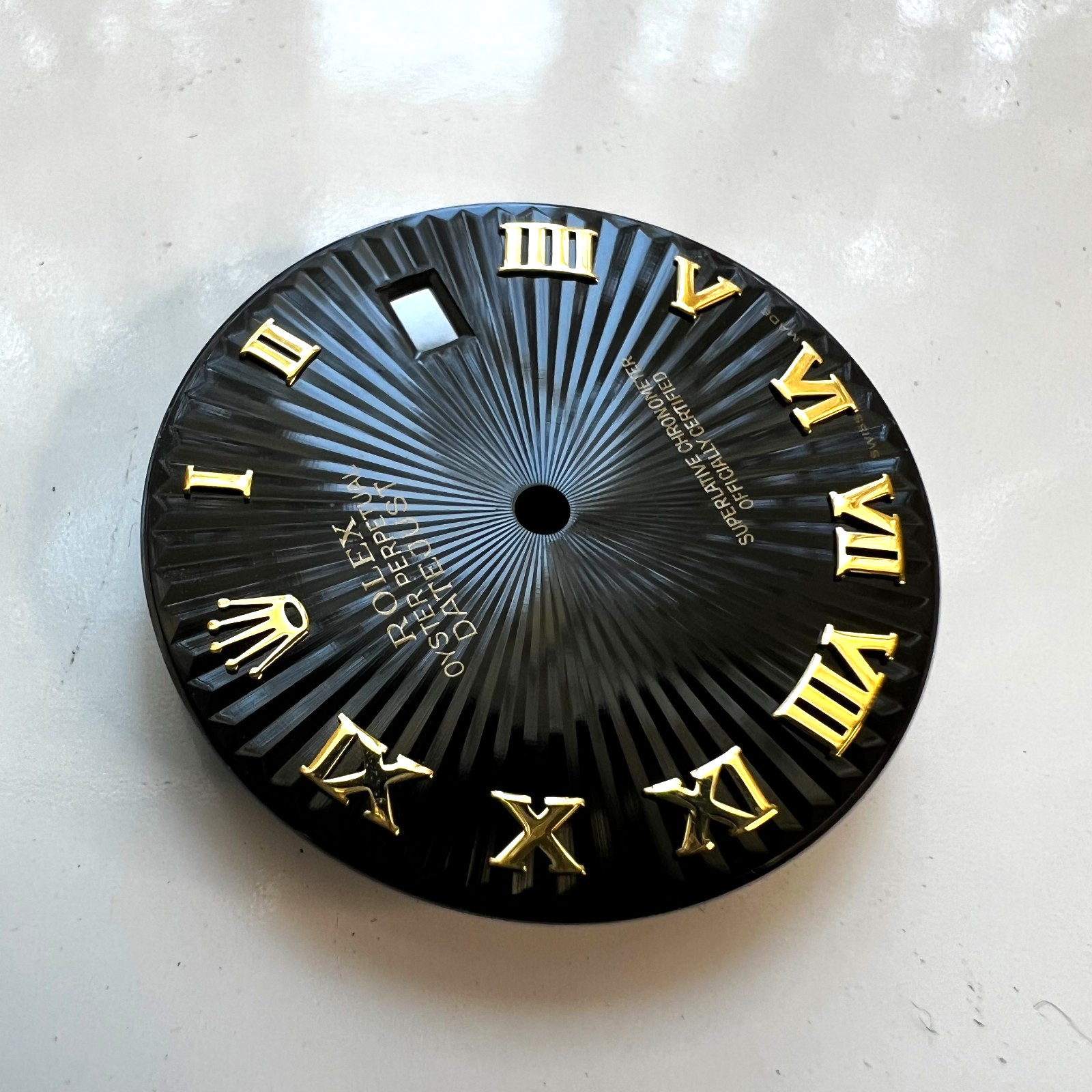 Genuine Rolex Datejust 36 Black Sunray Dial with Yellow Gold Roman Numbers
