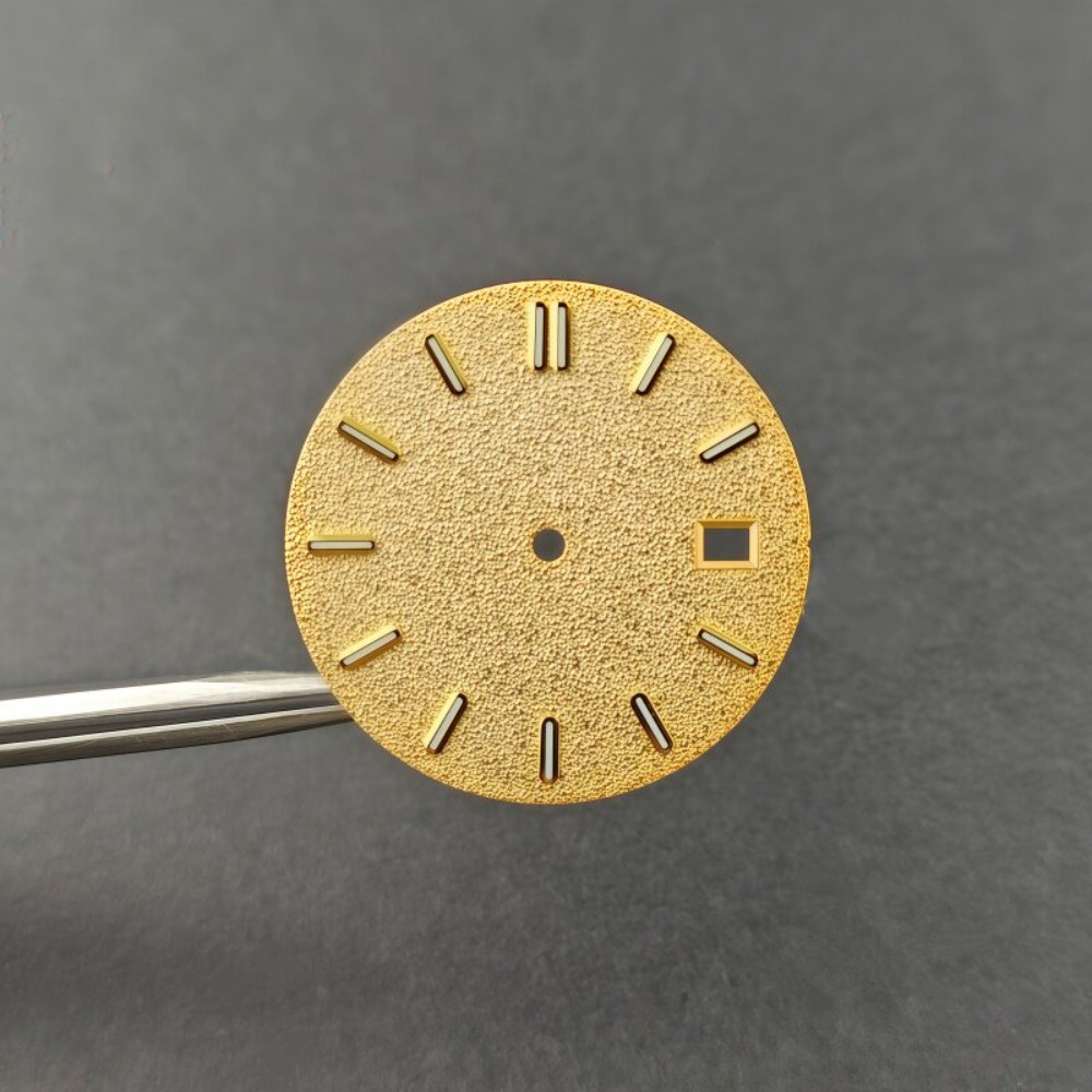 31mm Oak Wood Texture Watch Dial Green Lume Fit NH35 NH36 Mod Part