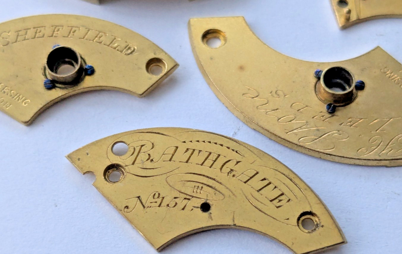 Antique 18th/19th C English Fusee Watch Parts Balance Cocks Hand Engraved Brass