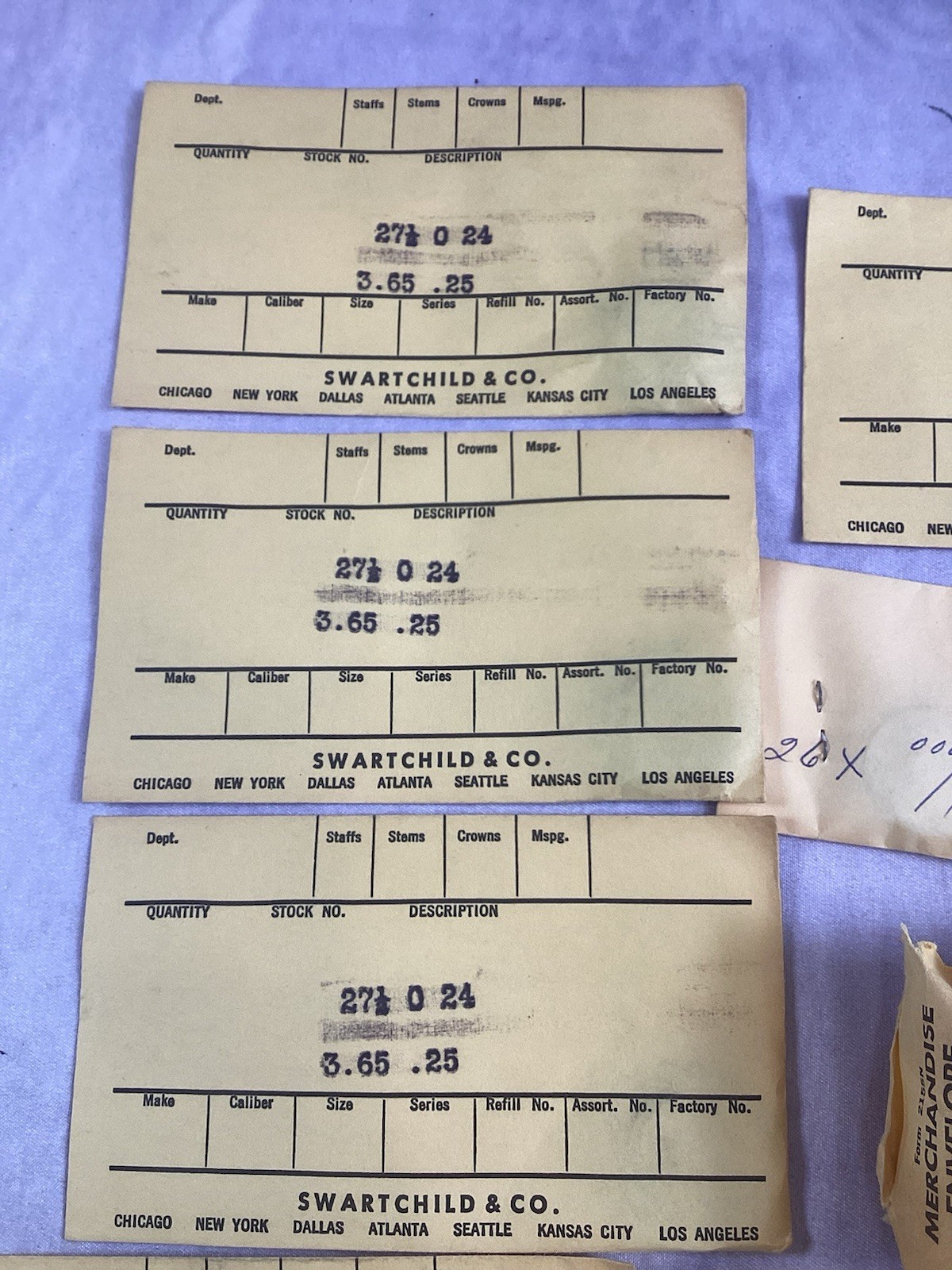 Assortment Of 16 Envelopes Vintage Swartchild Clock Mainspring Parts Repair NOS