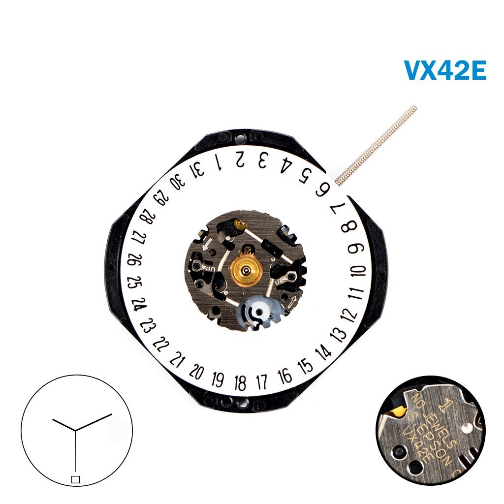 SEIKO VX42E JAPANESE Movement-White Date Disk At 6-Quartz Movement-3 Hands.