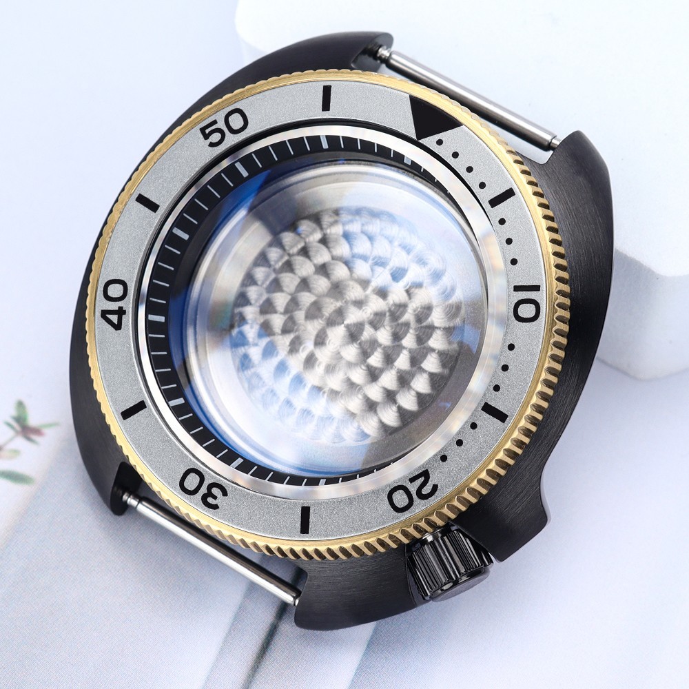 PVD Steel 44mm Watch Cases Modify turtle Mod Sapphire 10ATM For Seiko NH35 NH36