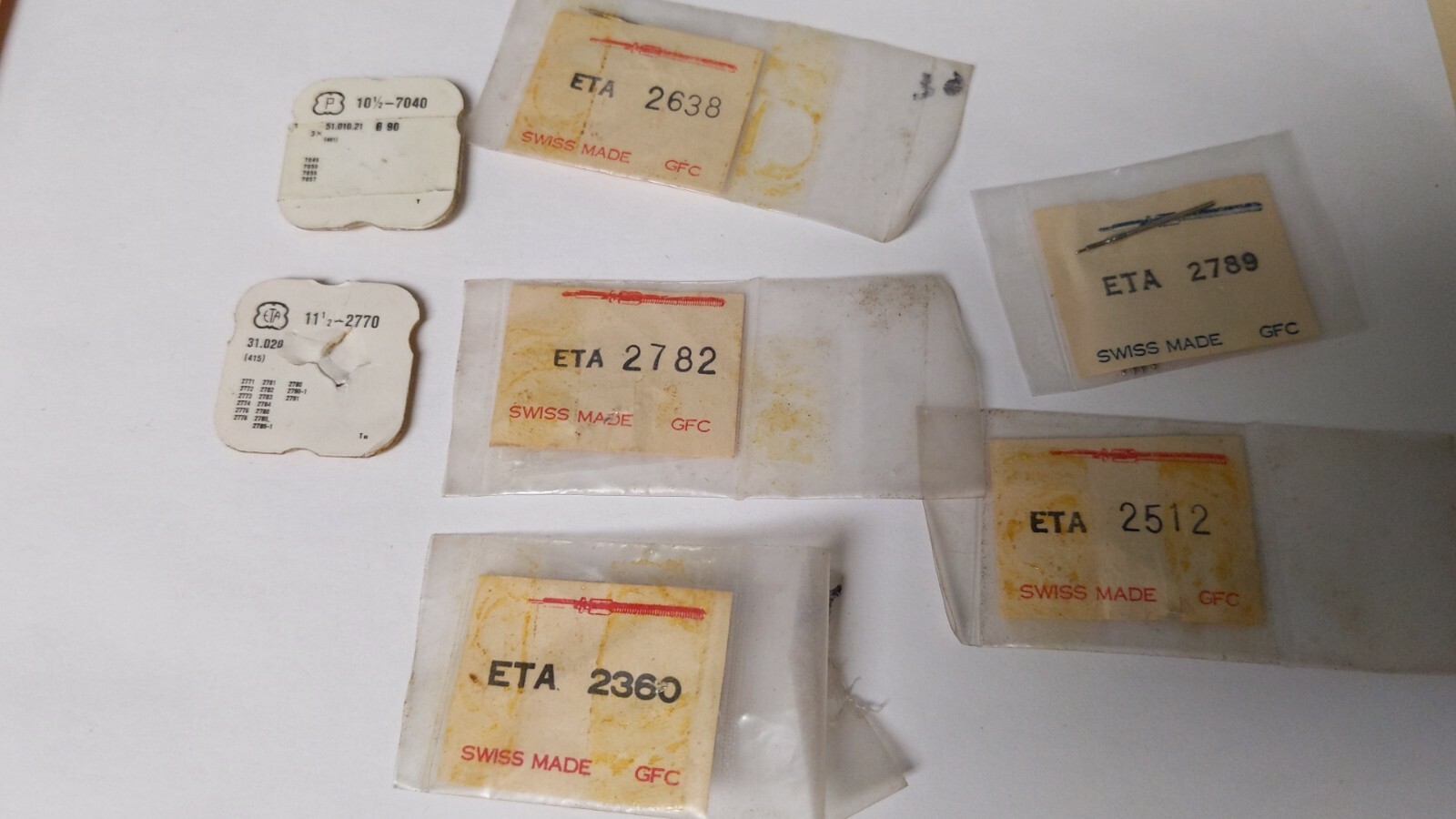 LOT of ETA Winding Stems: 2360, 2789, 2638(6pcs), 2782(4pcs), 2512, 2770, 7040 S
