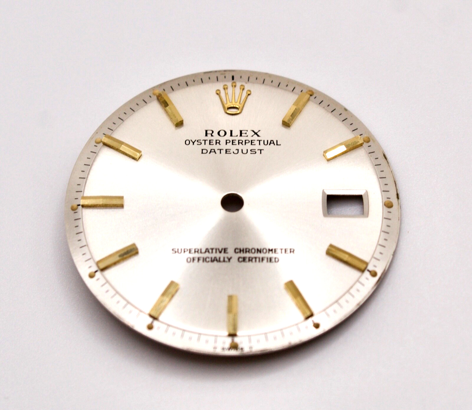ORIGINAL Rolex Dial 36mm Datejust Silver Two Tone Yellow Gold w Date 1601/1603