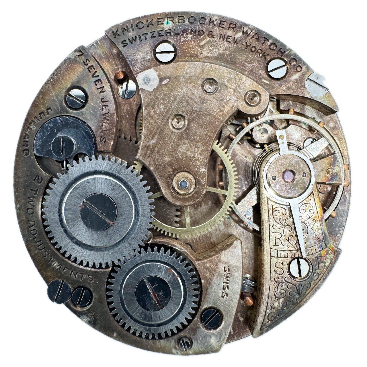 Antique 14s Knickerbocker Watch Co. 7j Mechanical Pocket Watch Movement Swiss