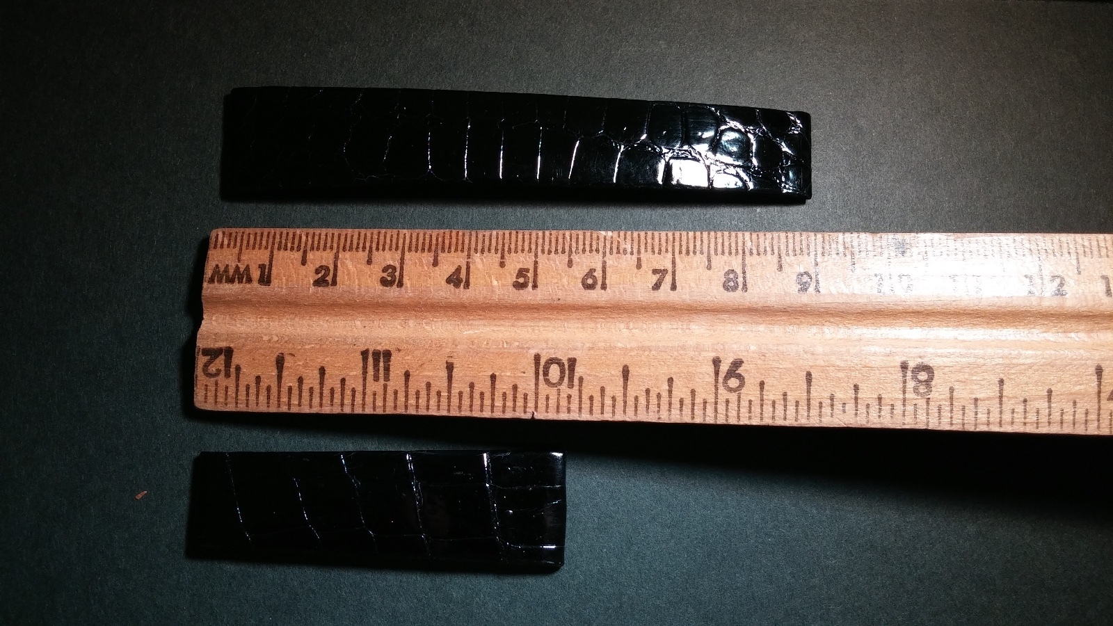 Original Must de Cartier Band 17x14mm SHINY BLACK Crocodile for DEPLOYMENT BUCKL