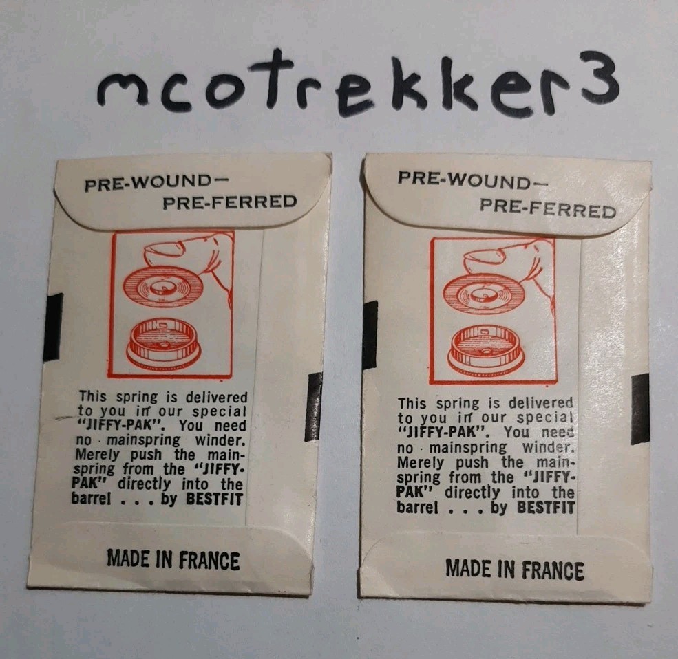 LOT OF 2 Wittnauer 5JH, 5UN White Alloy Watch Mainspring Bestfit 414A