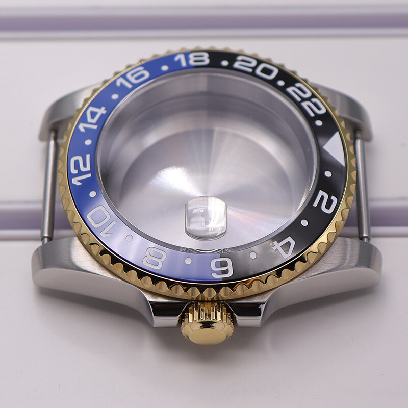 Brushed Watch Cases parts Modifying GMT Ceramic bezel For Seiko nh35 36 Movement