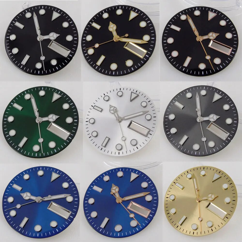 Watch Dial 29mm Spare Parts With Hands Fit NH36/NH36A Date/Day Calendar Window