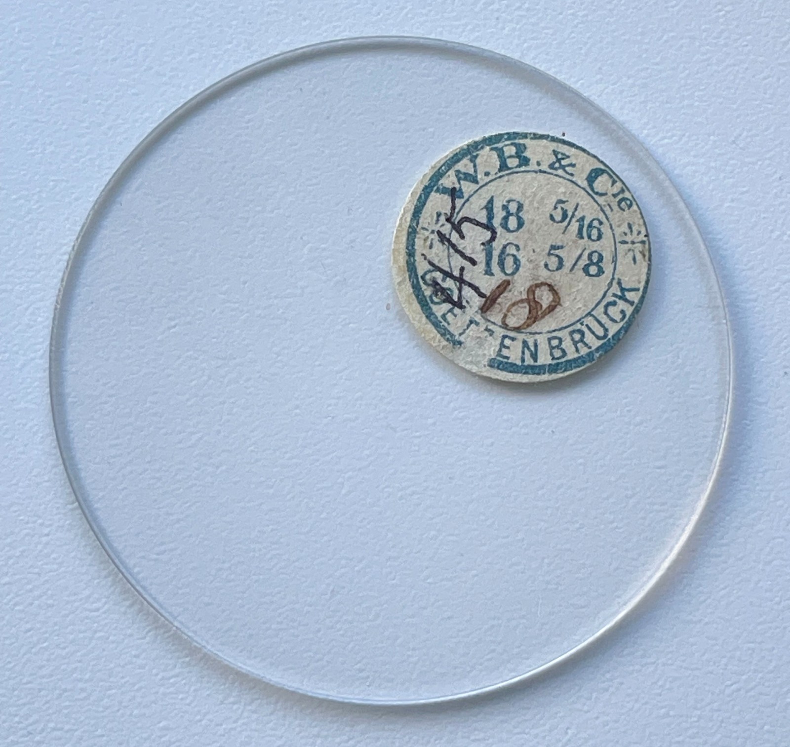 W.B.&Cie Vintage Mineral Glass Watch Crystal 41.2mm Flat NOS Parts Replacement