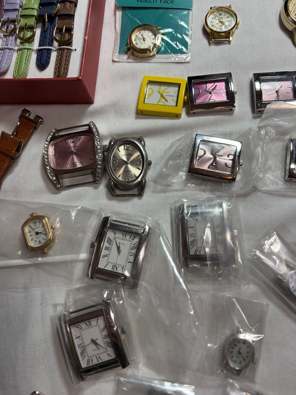 Watchmaker Lot 85 Watch Heads Cases Quartz Parts Repair Silver Spoon Geneva