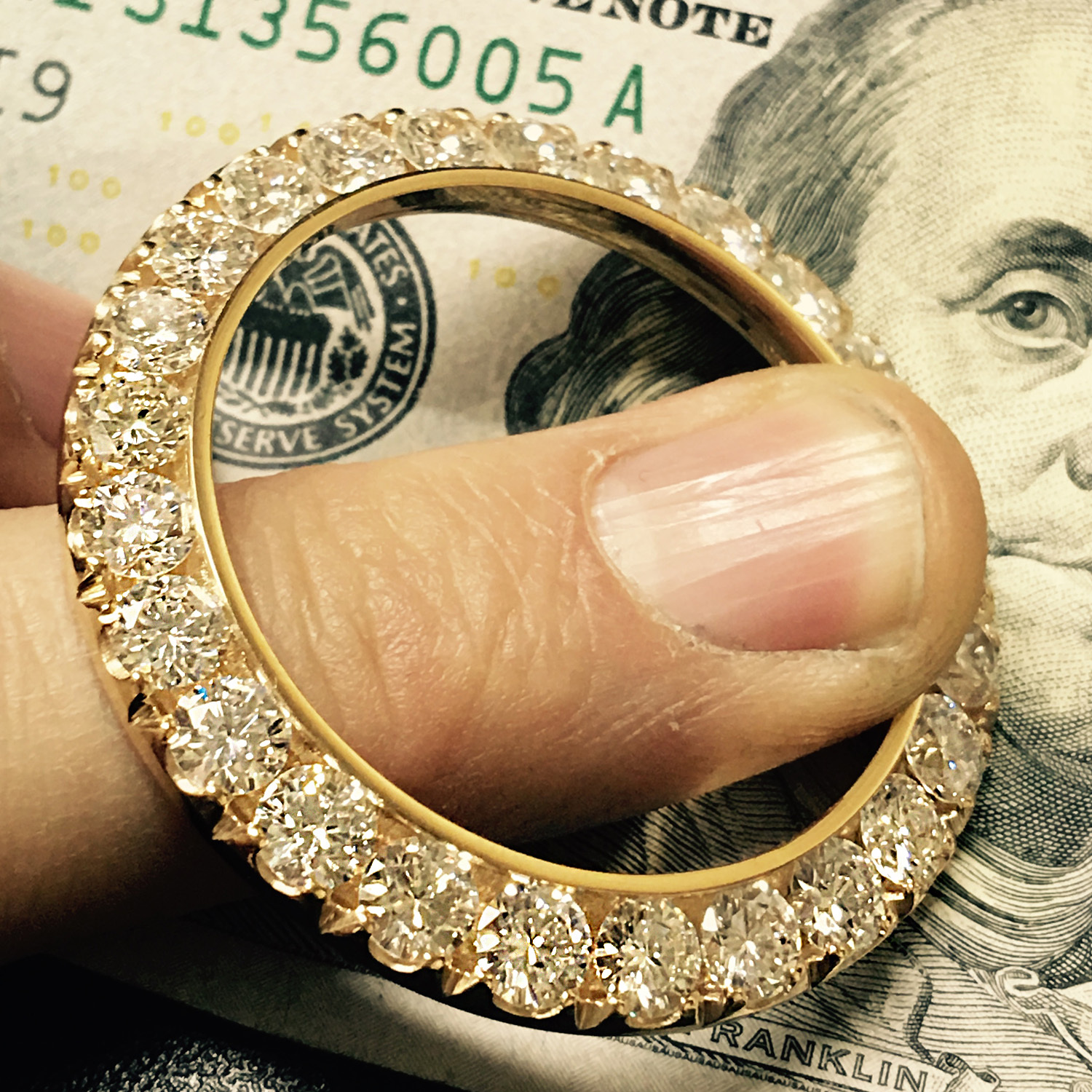 10.11CT CUSTOM VS-H ENHANCED DIAMOND BEZEL FOR MENS ROLEX DAY DATE II 14k Y GOLD