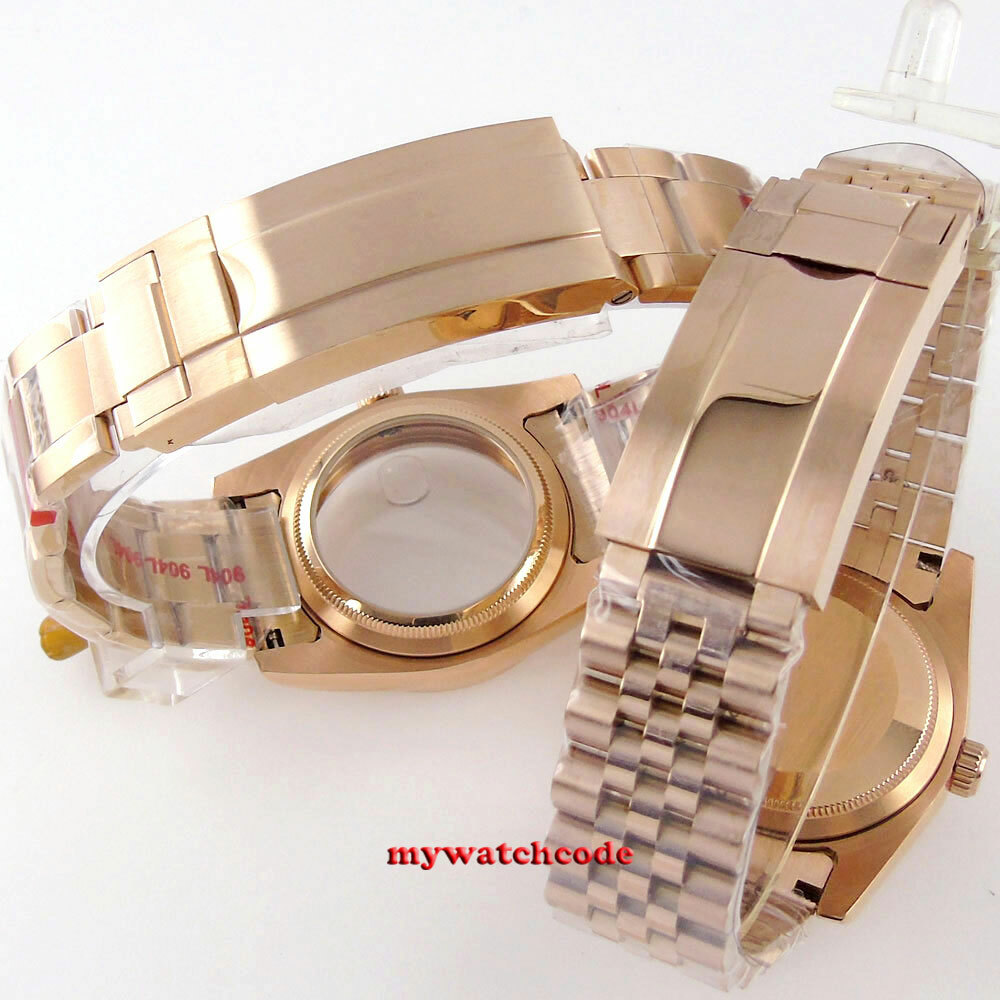 Rose golden 36mm 39MM sapphire glass Watch Case fit eta 2836 2824 8215 NH35 NH36